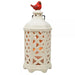 Ceramic LED Lantern With Cardinal 10.6 IN Hexagonal