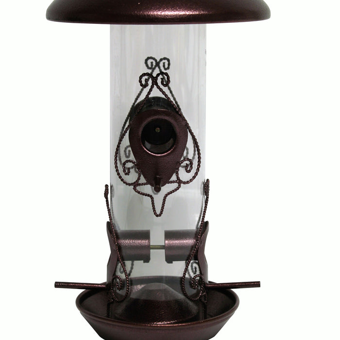 6.5 IN x 6.5 IN x 12 IN Copper Colored The Craftsman  Decorative Mixed Bird Feeder