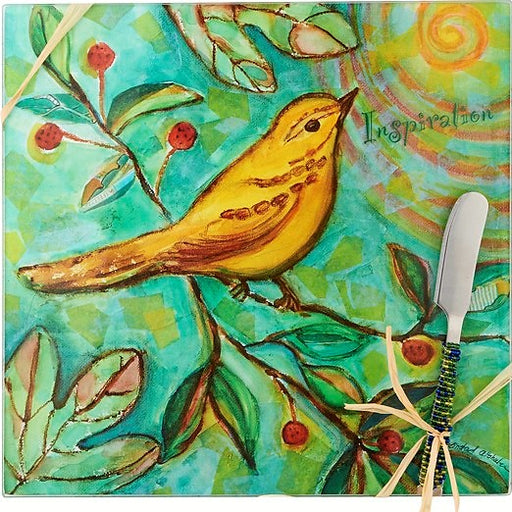 Bird Inspiration Cheese Board Square Glass 9 IN x 9 IN