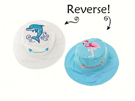 Dolphin And Flamingo Reversible Kids Hat 6 Months to 2 Year