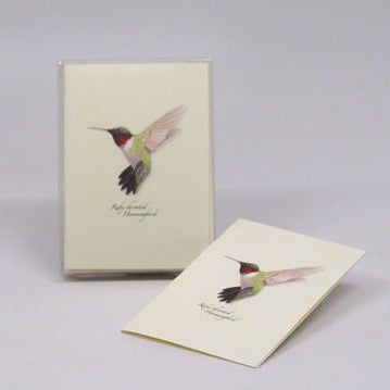 Pack of 8 Ruby Throated Hummingbird Notecards