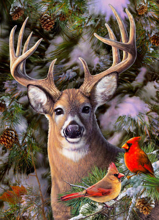500 Piece One Deer Two Cardinals Puzzle