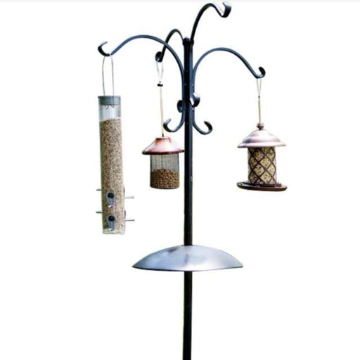 Black Deluxe Four Way Bird Feeding Station with Baffle 90 IN