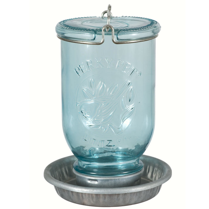 Glass Mason Jar Wild Bird Waterer 5.5 IN x 5.5 In x 7.5 IN