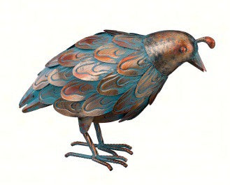 Hand Crafted Patina Quail Down Statue 14 IN