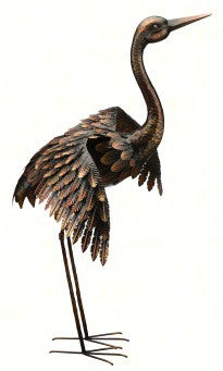 Bronze Wings Out Crane Hand Painted 41 IN
