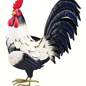 Black And White Rooster Decor 14 IN 