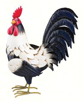 Black And White Rooster Decor 14 IN