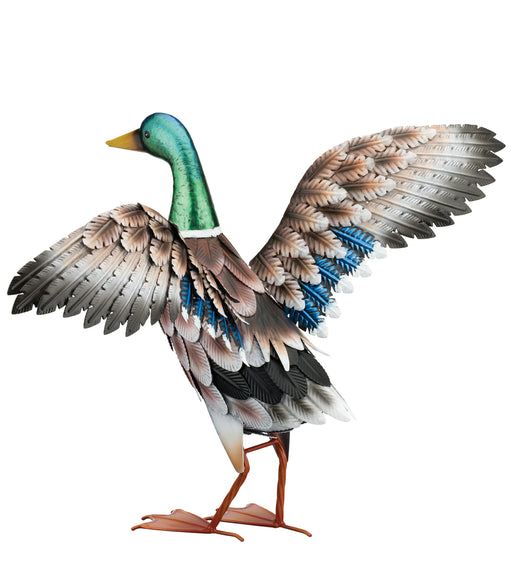 Mallard Decor Wings Out Statue Hand Crafted 24.5 IN x 20.25 IN x 16 IN