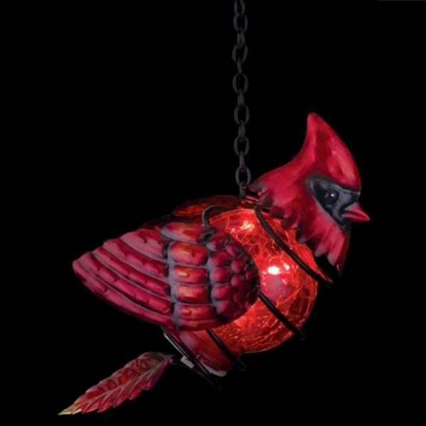 Cardinal Bird Solar Lantern Hand Painted 16 IN