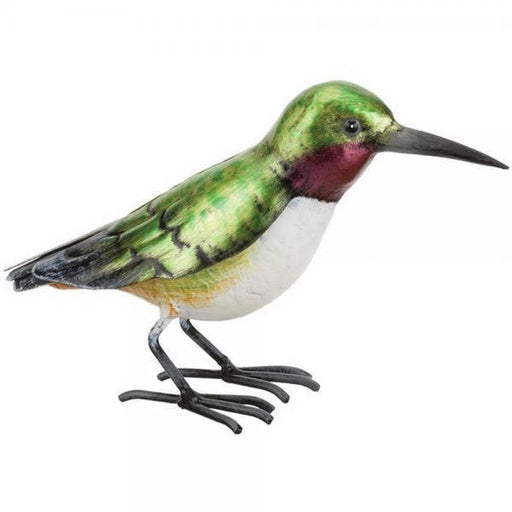 Hand Painted Metal Hummingbird Decor 8 IN