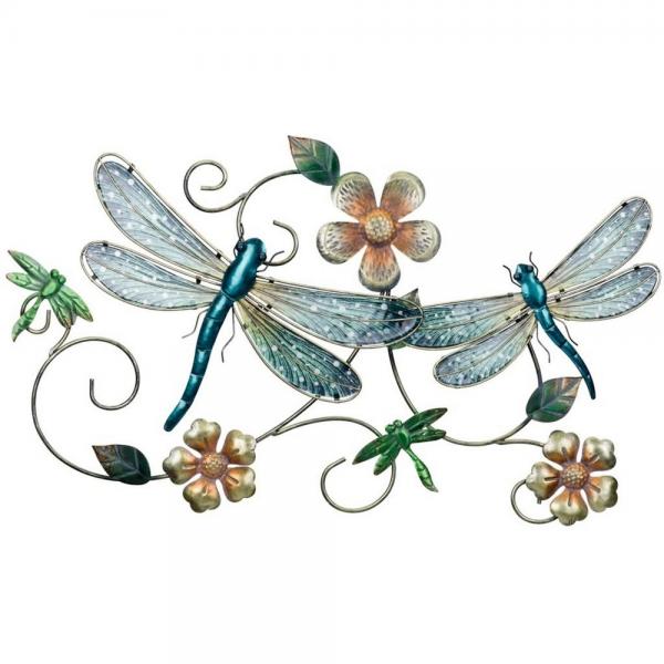 Multi Colored Hand Painted Dragonfly Gardenscape Décor 26.5 IN