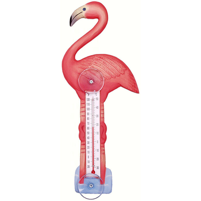 7.5 IN Flamingo Window Thermometer