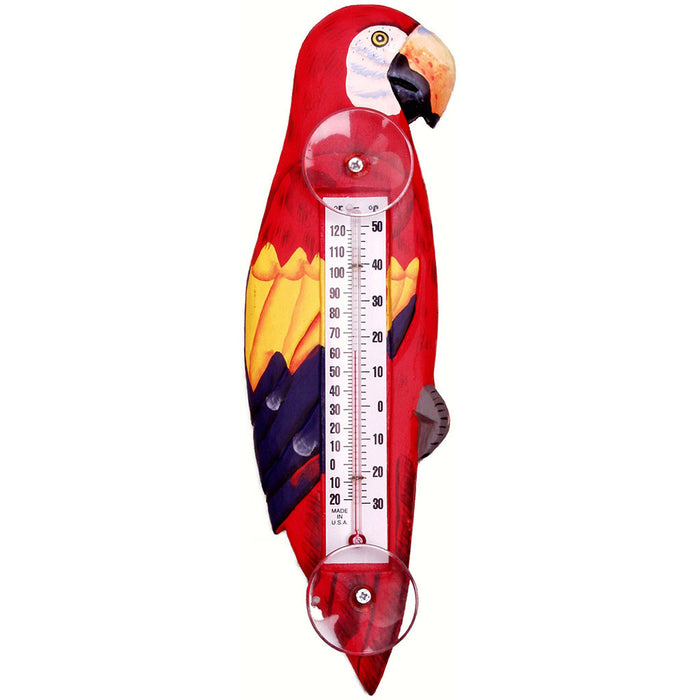 Red Parrot Window Thermometer 6.3 IN