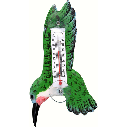 Hummingbird With Wings Up Window Thermometer 6.6 IN