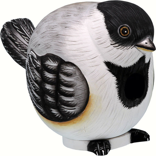 Chickadee Gord O Hanging Wood Birdhouse Hand Carved 6.2 IN
