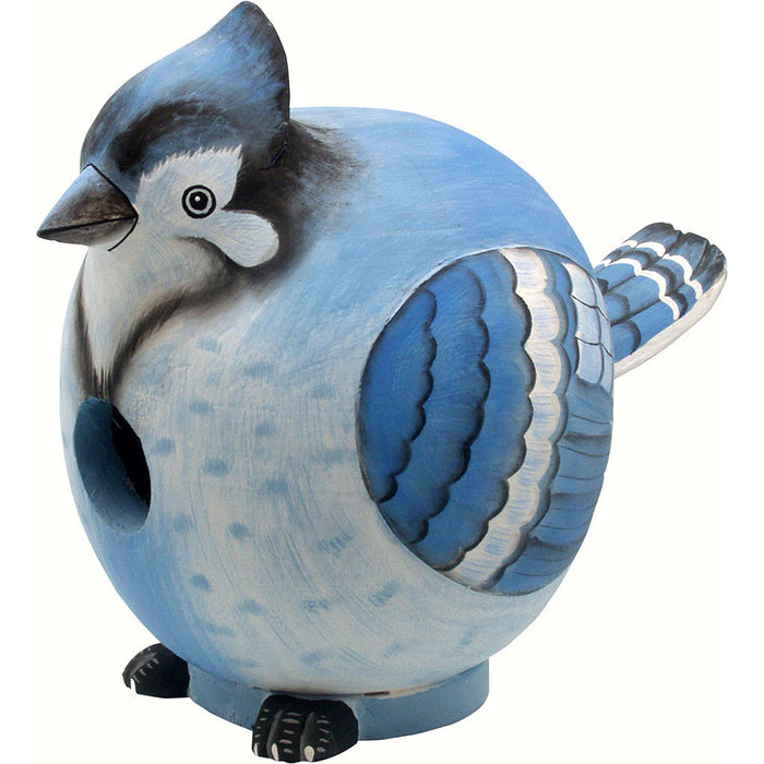Blue Jay Gord O Hanging Wood Birdhouse Hand Carved 8.5 IN