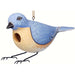 Blue And Yellow Bluebird Hanging Wood Birdhouse Hand Carved 12.4 IN