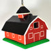 Hanging Hand Carved Albesia Wood Red Barn Birdhouse 17 IN