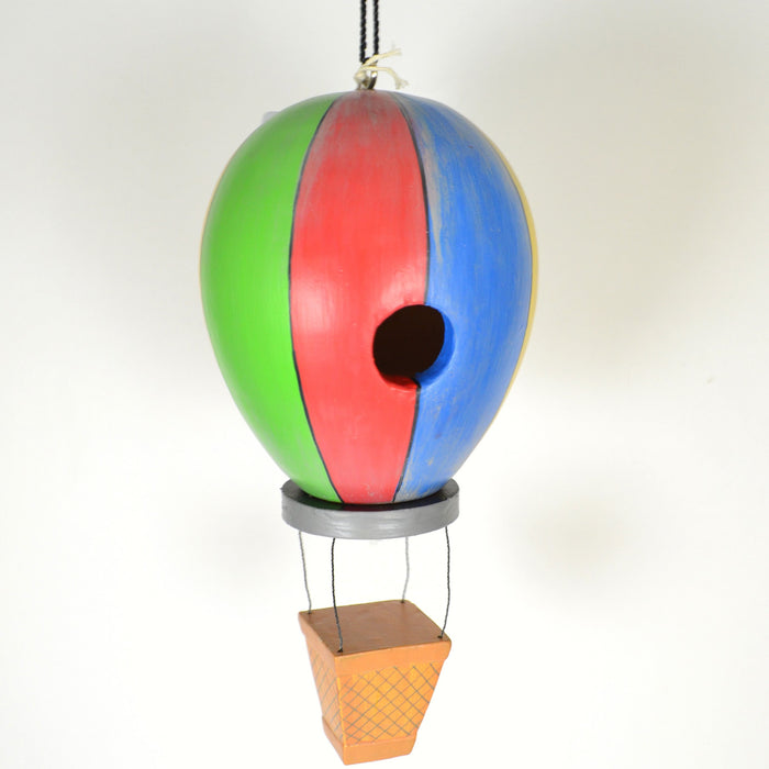 6 IN x 6 IN x 21 IN Albesia Wood Hot Air Balloon Hanging Songbird Birdhouse