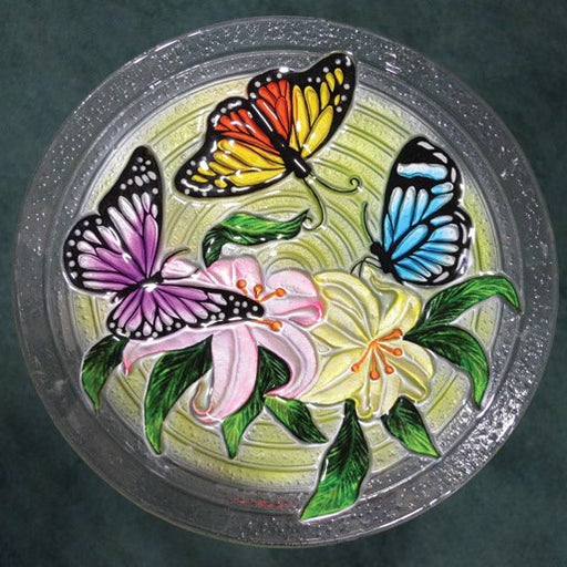 Butterfly Trio Glass Birdbath Bowl 18 IN