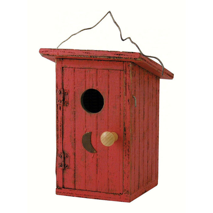 Red Birdie Loo Wood Birdhouse 7 IN x 10.5 IN x 10.5 IN