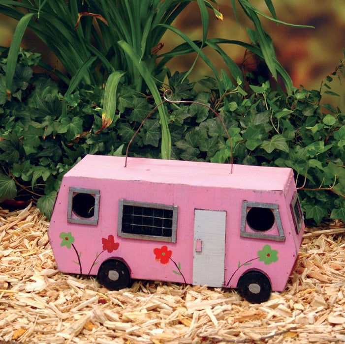 Pink Decorative Luv Bus Birdhouse 5.75 IN x 6 IN x 13 IN