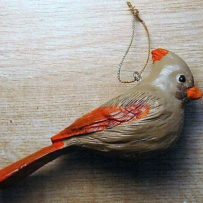 Poly-resin Female Cardinal Ornament