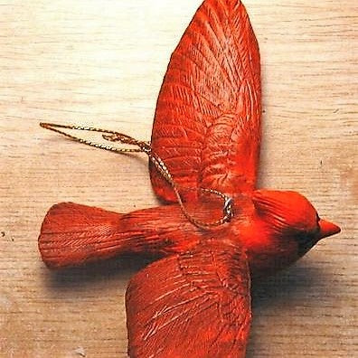 Poly-resin Flying Cardinal Ornament