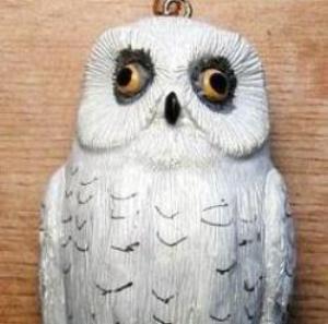 Poly-resin Snowy Owl Ornament