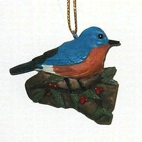Poly-resin Bluebird with Holly Ornament