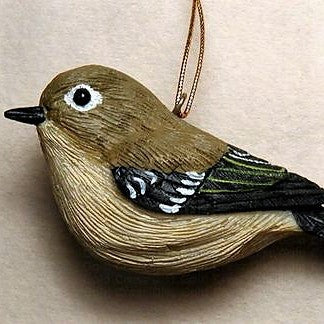 Poly-resin Ruby Crowned Kinglet Ornament