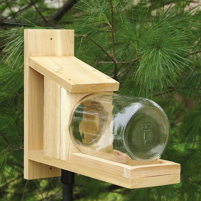 5.5 IN x 15 IN x 18 IN Wood and Glass Jar Squirrel Feeder