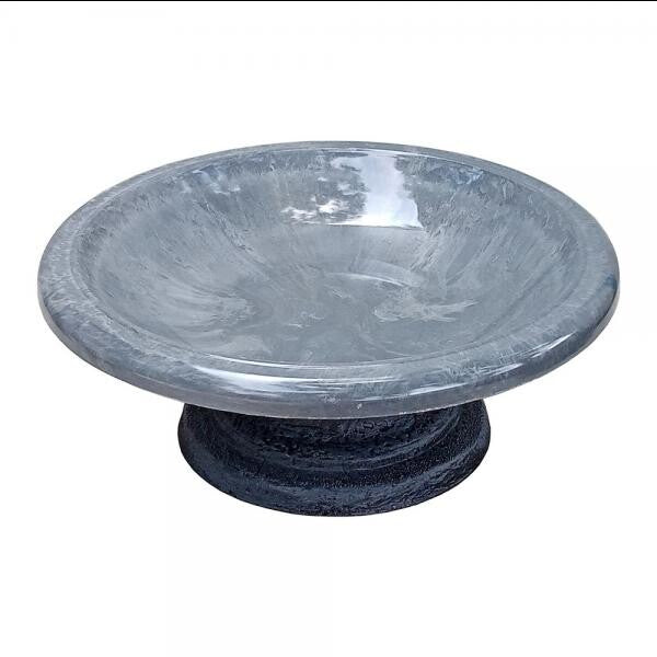 Cool Grey Fiber Bird Bath Bowl With Small Base 20 IN x 20 IN