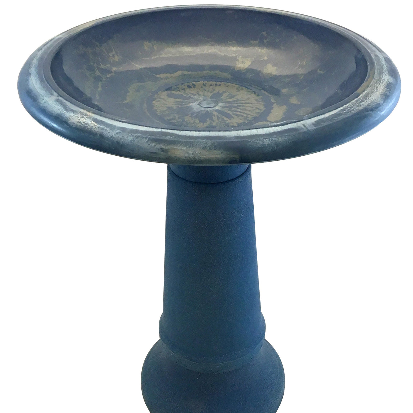Navy Blue Fiber Bird Bath With Base 20 IN x 29 IN 