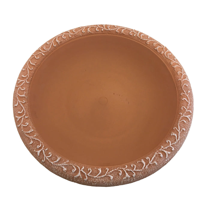 Terra Cotta Gloss Fiber Bird Bowl with Matte Rim 20 IN X 20 IN 