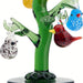 Green Glass Christmas Tree with Bird Ornaments 6 IN 