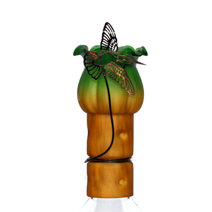 Hand Blown Glass Hummingbird Flame Protector 6.5 IN