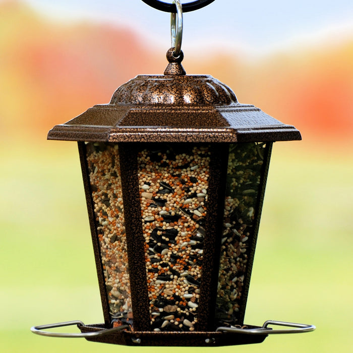 10 IN x 8.7 IN x 8.7 IN Copper Metal Carriage Lantern Feeder