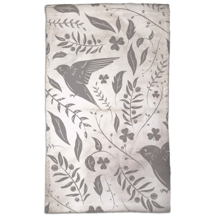 Birds And Bloom Gray Hand Towel