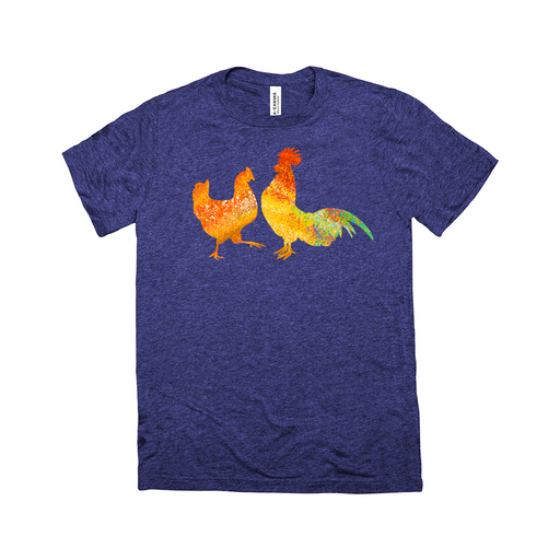 Bella + Canvas Women's Box Cut Couple of Chickens Spatter Graphic T-Shirt