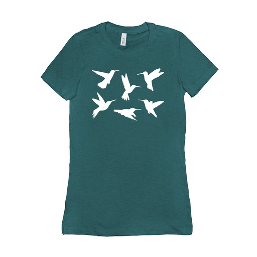 Bella + Canvas Women's Fit Cut Flock of Hummingbirds Silhouette Graphic T-Shirt