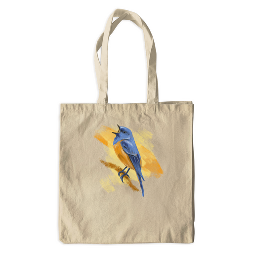 Canvas Painted Singing Bluebird Tote Bag