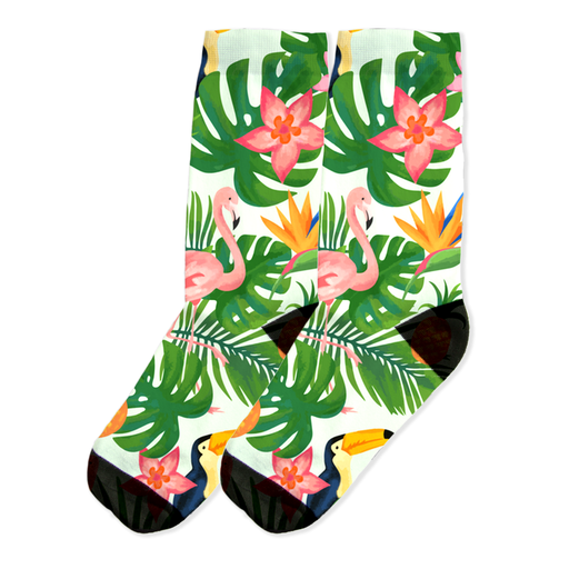 Tropical Toucans & Flamingo Socks