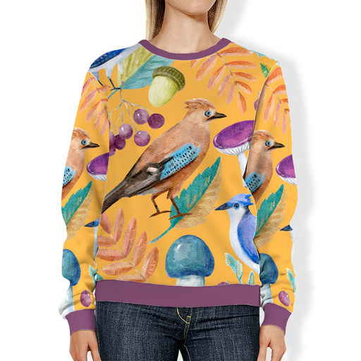 Woman's Watercolor Songbird Crewneck Sweatshirt